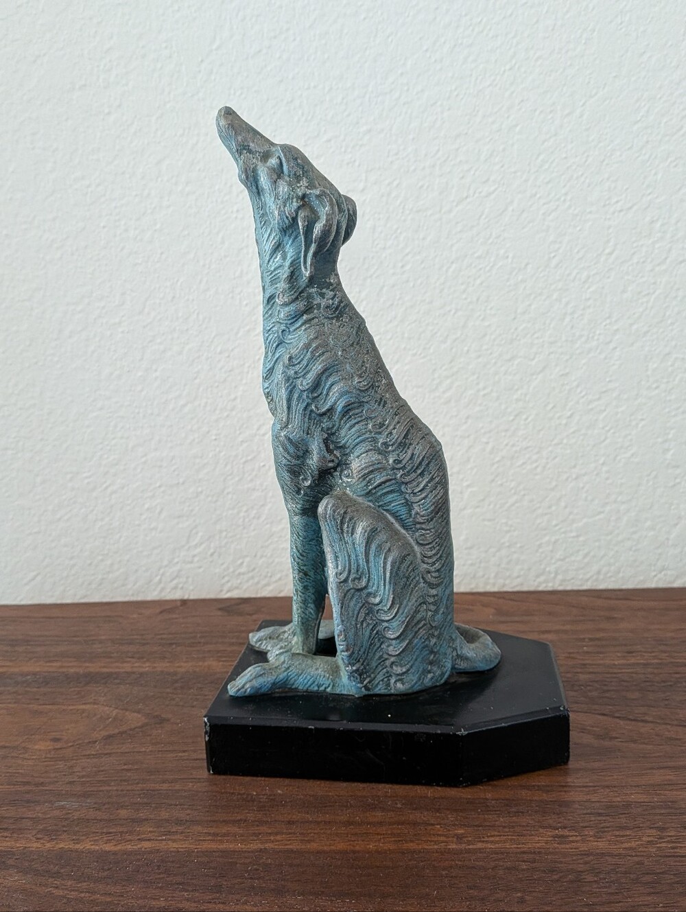 Art Deco Painted Tall Cast Metal BorzoiBookend Sculpture RussianWolfhound Dog